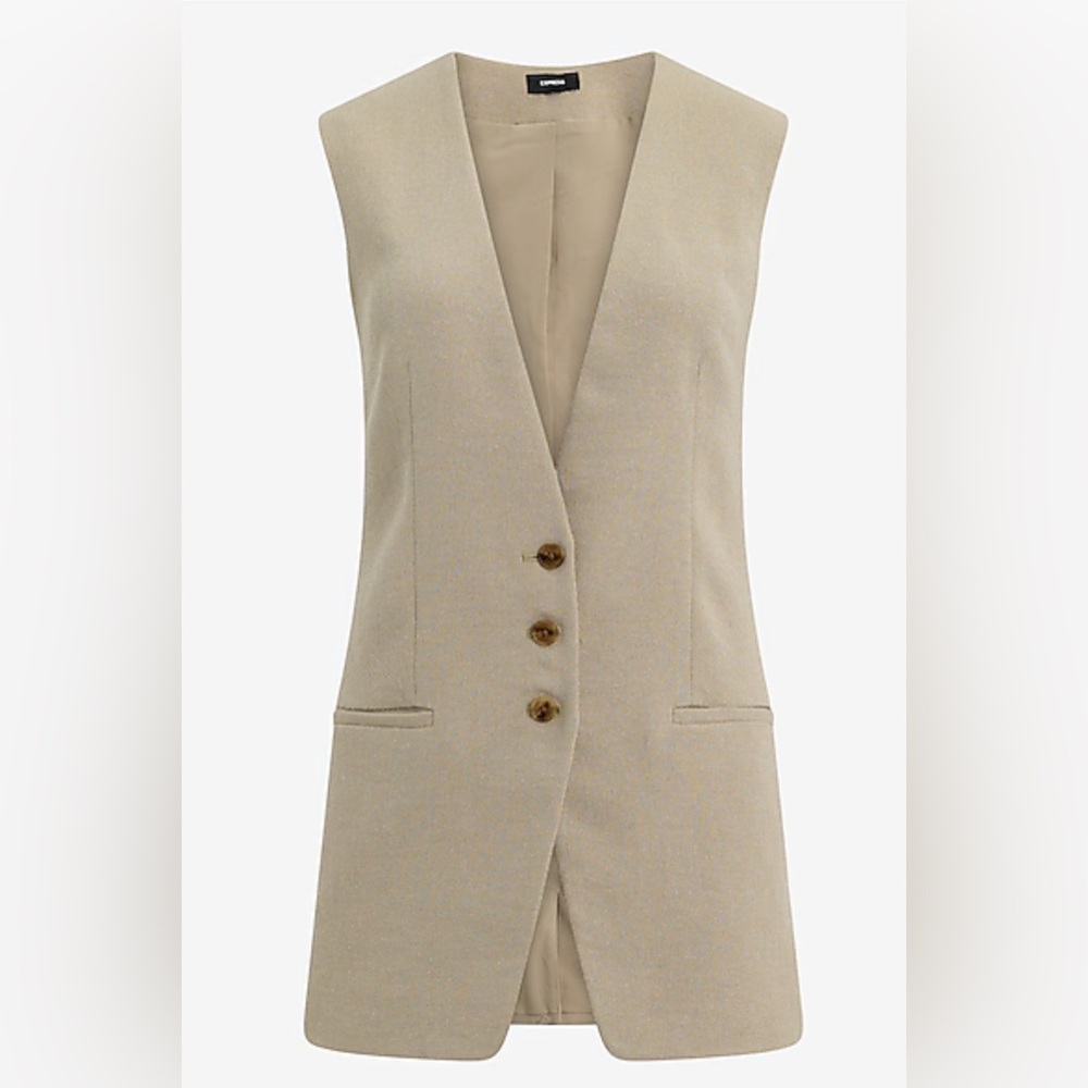 Express Beige  Oversized Blazer Vest